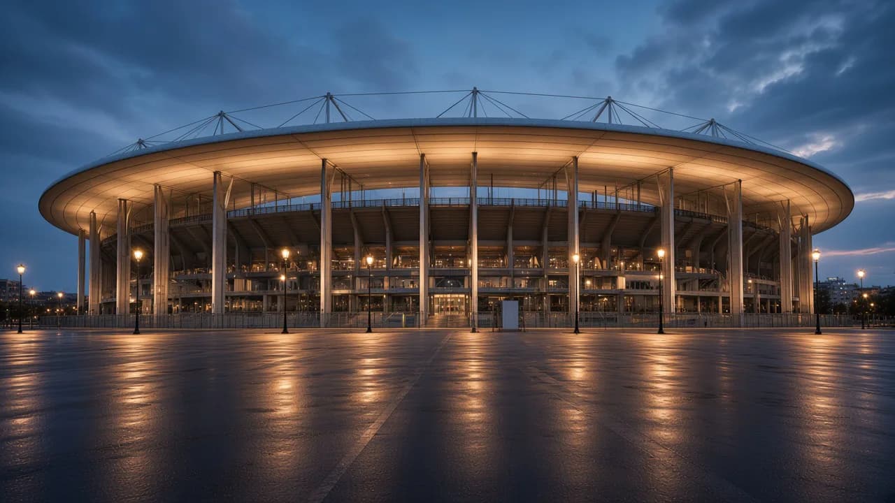 Stade de France extérieur au blue hour, Saint-Denis